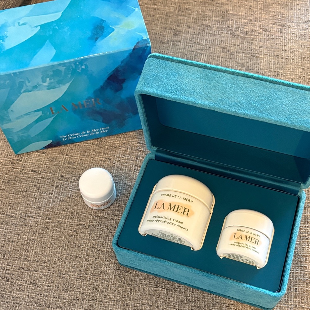 🎀 EMPTIES 🎀 La Mer duo in Microsuede Blue Gift Box